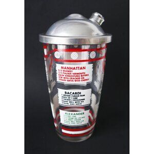 Vintage MCM Cocktail Shaker With Recipes Retro Barware